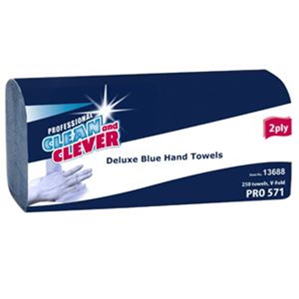 Clean and Clever Blue V-fold Hand Towels