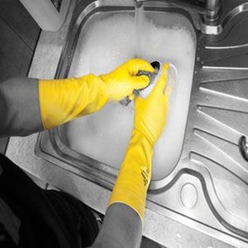 40cm Deep Sink Flock Lined Latex Gloves - Yellow Small