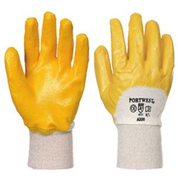 Nitrile L/weight Knitwrist Glove Yellow  XLar
