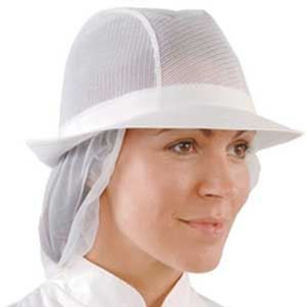 WHITE UNISEX TRILBY with SNOOD - LARGE