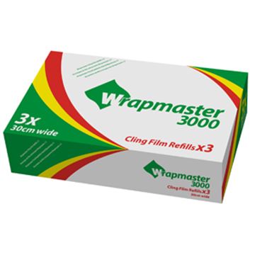 Picture of x3 30cm CLINGFILM ROLLS WRAPMASTER 300012"x300m89010