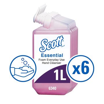 Scott® Essential™ Foam Everyday Use Hand Cleanser 6340, pink, 6x1 Ltr (6 Ltr total)