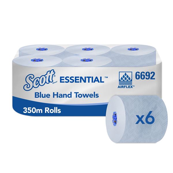 Scott® Max Rolled Hand Towels 6692 - 6 x 350m blue, 1 ply rolls