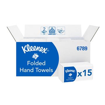 Kleenex® Folded Hand Towels 6789 - 15 packs x 186 white, 2 ply sheets