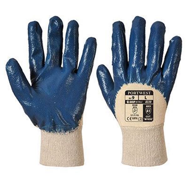 Nitrile Lightweight Large Knitwrist Gloves Navy 