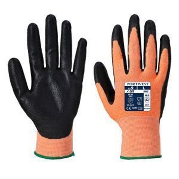 Amber Cut A2 Nitrile Foam Glove - Orange/Black Small 7