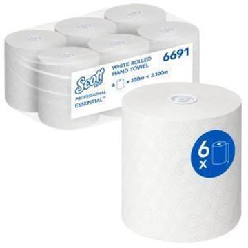 6691 Scott® Essential™ Rolled Hand Towels 6691 - 6 x 350m white, 1 ply rolls
