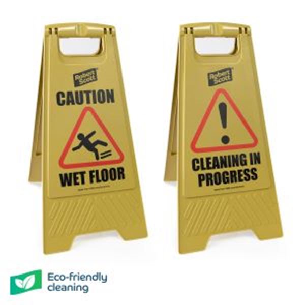 Picture of 62cm Caution Wet Floor / Cleaning in Progress Safety Floor Sign 100% Recycled Material