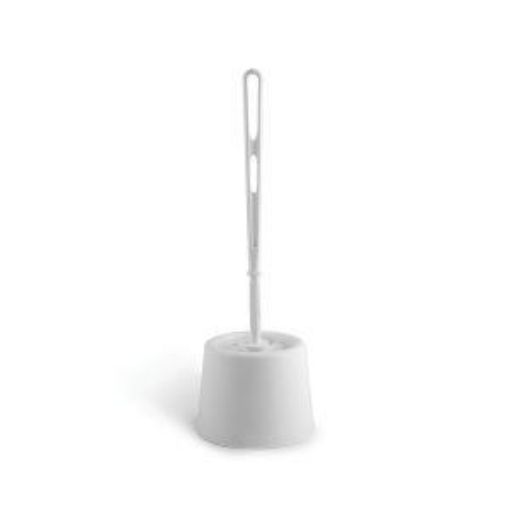 Picture of Economy Plastic Toilet Brush & Bowl Holder Round - White 