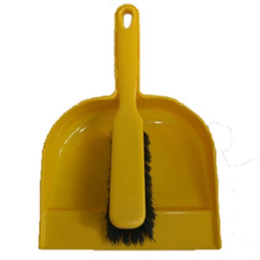 Picture of Plastic Dustpan & Brush Soft - Yellow
