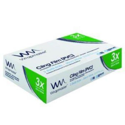 Picture of x3 30cm/ 12" x300m Clingfilm (PVC) Rolls Wrapmaster 3000