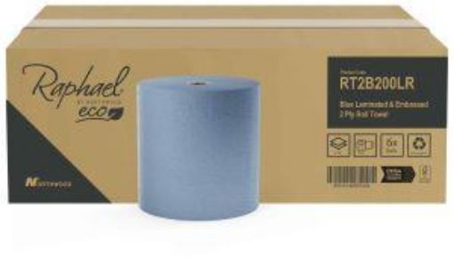 Picture of Raphael 2ply Embossed Towel Roll 6x200m - Blue