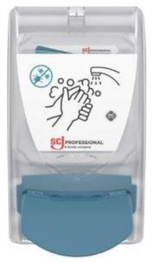 Picture of 1lt SCJ Antibac Hand Soap Dispenser - Transparent/Blue Button 