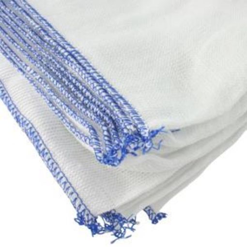 Picture of (10) Bleached Dishcloth 40x30cm/ 16x12" - Blue Edge