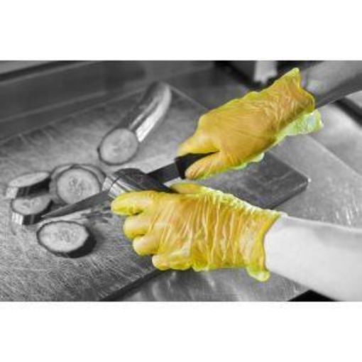 Picture of x100 P/Free Vinyl Gloves - Yellow Large