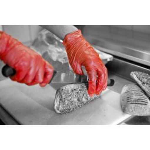 Picture of x100 P/Free Vinyl Glove - Red Small