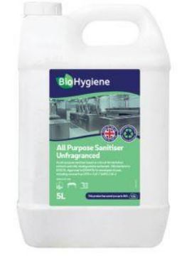 Show details for 2x5lt BioHygiene All Purpose Sanitiser Conc. Unfragranced 1:100 Picture of 2x5lt BioHygiene All Purpose Sanitiser Conc. Unfragranced 1:100
