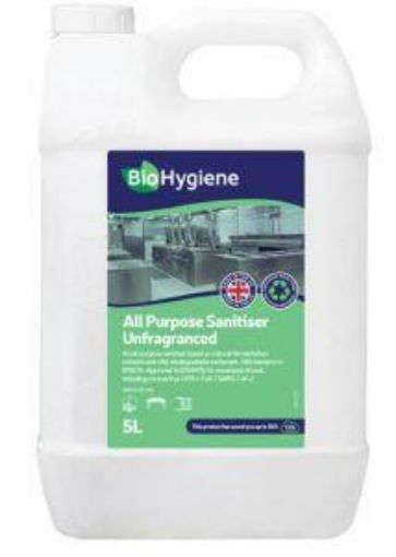 Picture of 2x5lt BioHygiene All Purpose Sanitiser Conc. Unfragranced 1:100
