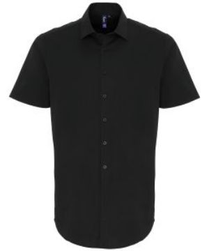 Show details for Premier Mens Stretch Fit Cotton Poplin short Sleeve Shirt - Black Picture of Premier Mens Stretch Fit Cotton Poplin short Sleeve Shirt - Black