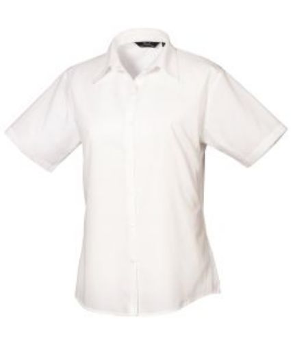 Picture of Ladies Poplin Blouse Short Sleeve - White