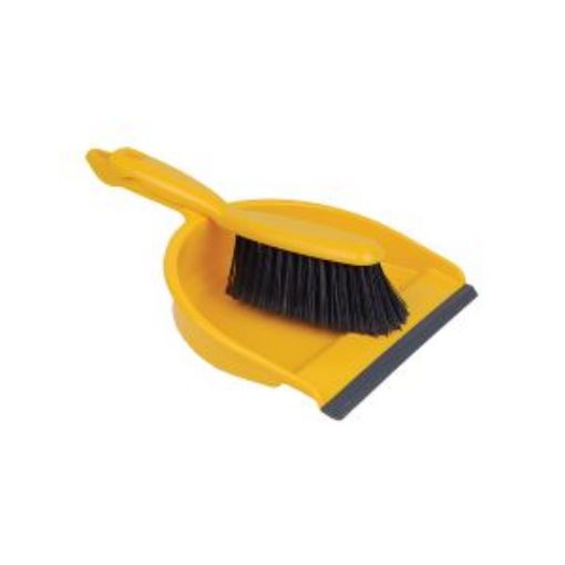 Picture of Dustpan & Brush Set Economy Soft - Yellow