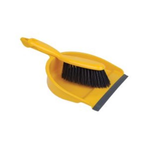 Picture of Dustpan & Brush Set Economy Stiff - Yellow