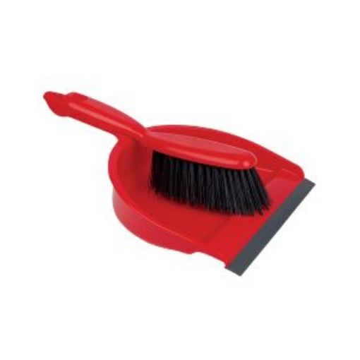 Picture of Dustpan & Brush Set Economy Stiff - Red