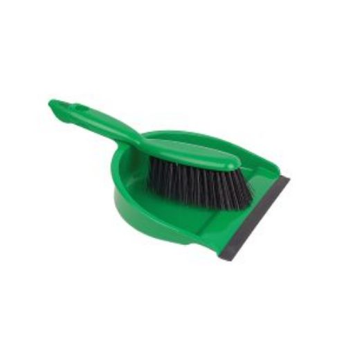 Picture of Dustpan & Brush Set Economy Stiff - Green