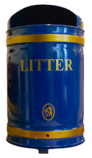 Picture of 40lt Knight DOME Top Litter Bin Post Mounted - Blue