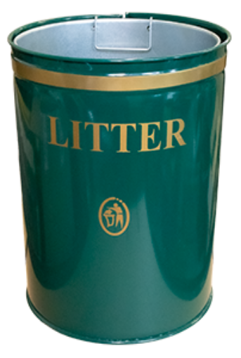 Picture of 40lt Knight OPEN Top Litter Bin Post Mounted - Green