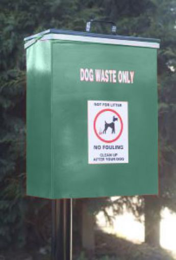 Picture of 40Lt Dog Bin with Metal Lift Up Lid Post Mounted - Green