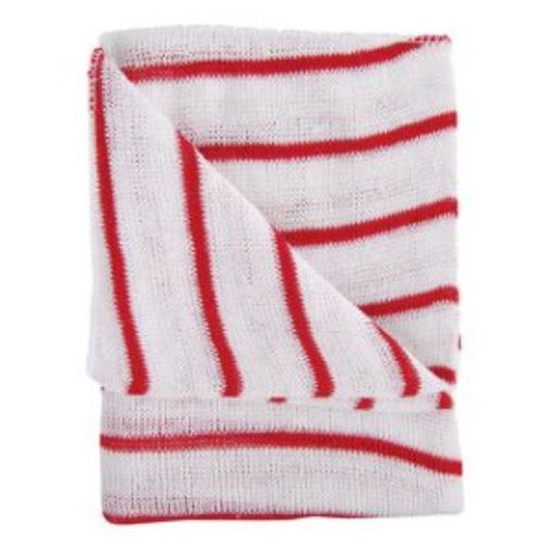 Picture of (10) Knitted Dishcloth 40x30cm - Red Stripe 