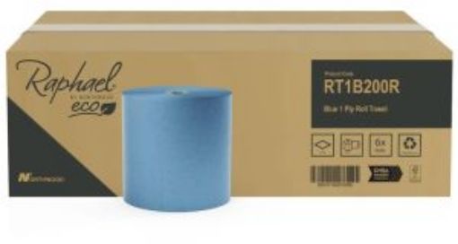 Picture of Raphael 1ply Embossed Hand Towel Roll 6x200m - Blue Recycled Fibre
