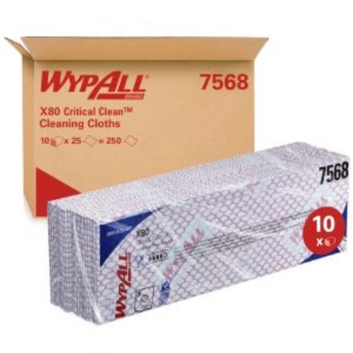 Picture of 7565 Wypall® X80 Critical Clean Interfold Wipes 10x25 - Red