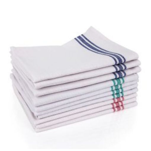 Picture of Tea Towel White Cotton 45x74cm - Assorted Border Colours