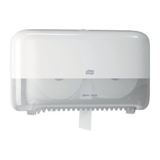 Picture of Tork Coreless Twin Midsize Toilet Roll Dispenser - White